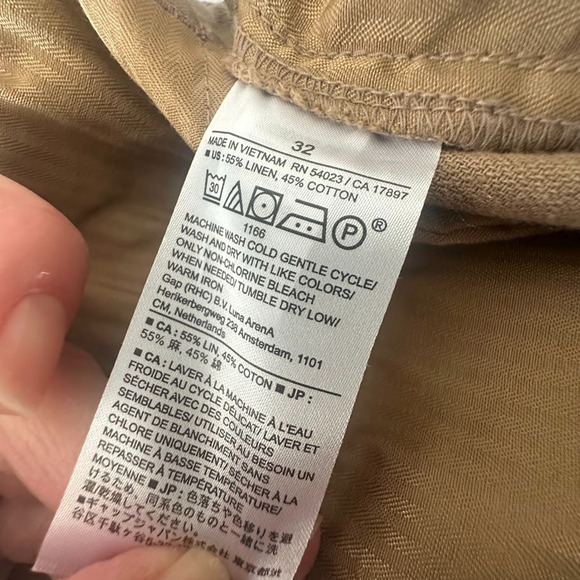 Banana Republic Linen Blend Shorts Mens 7" Tan Size 32 Casual Chino Coastal - Picture 7 of 9